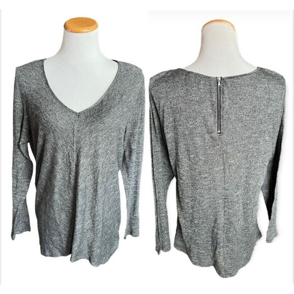 Womens Mossimo Zipper Back Lightweight V Neck Heathered Sweater - Sz XL - Picture 1 of 3